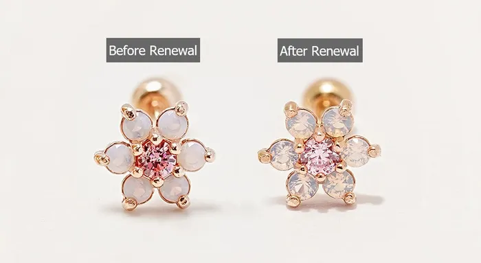 MinimalBijoux Earrings 14K Gold Pink Opal Flower Cartilage Earring 20G18G16G