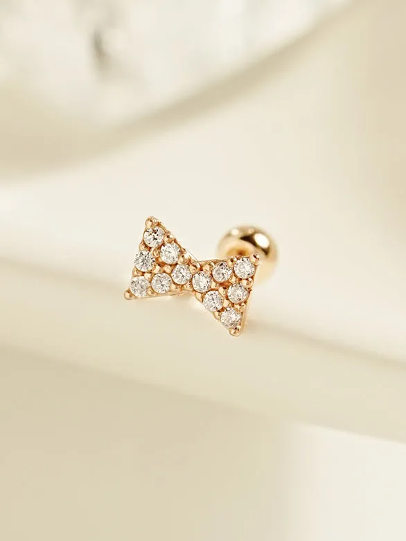 MinimalBijoux Earrings 14K Gold Tiny Ribbon Cartilage Earring 20G
