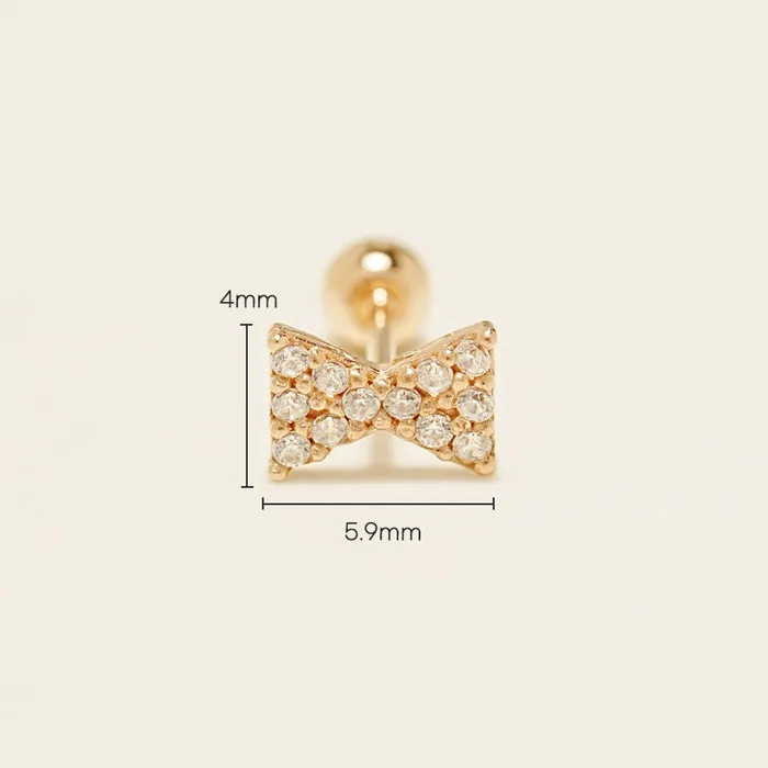 MinimalBijoux Earrings 14K Gold Tiny Ribbon Cartilage Earring 20G