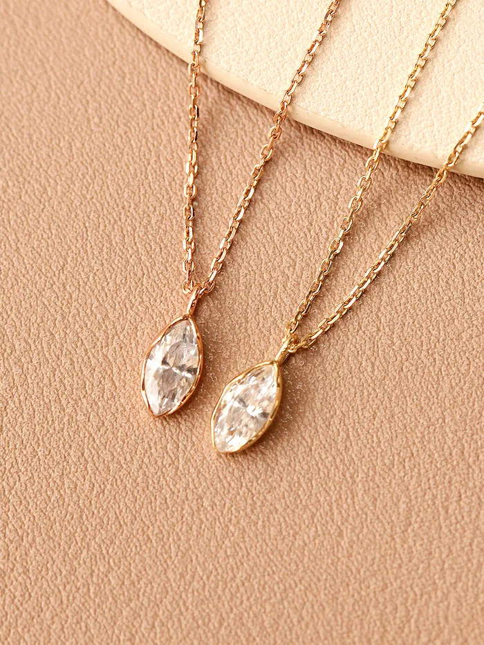 Necklaces MinimalBijoux 14K 18K Gold Point Marquiuse Cubic Necklace