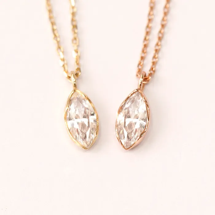 Necklaces MinimalBijoux 14K 18K Gold Point Marquiuse Cubic Necklace