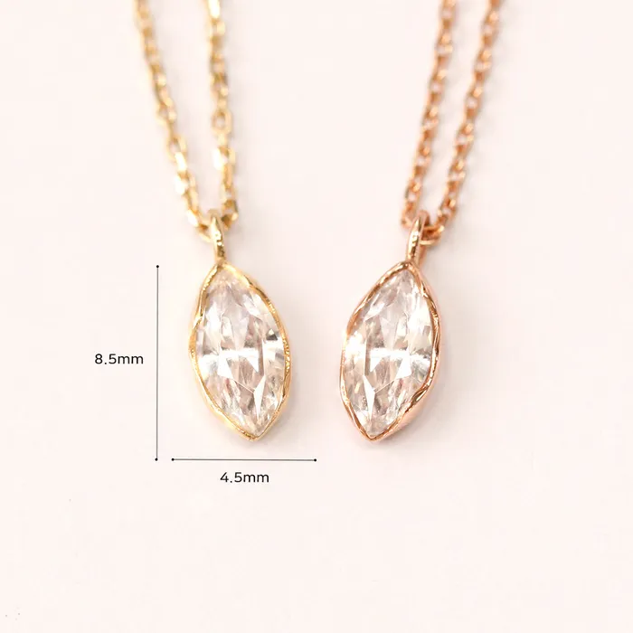 Necklaces MinimalBijoux 14K 18K Gold Point Marquiuse Cubic Necklace