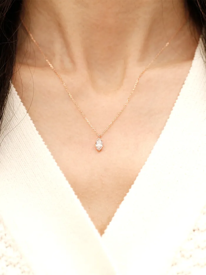 Necklaces MinimalBijoux 14K 18K Gold Point Marquiuse Cubic Necklace