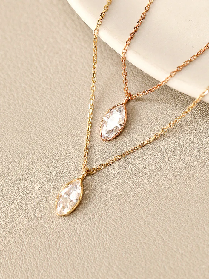 Necklaces MinimalBijoux 14K 18K Gold Point Marquiuse Cubic Necklace