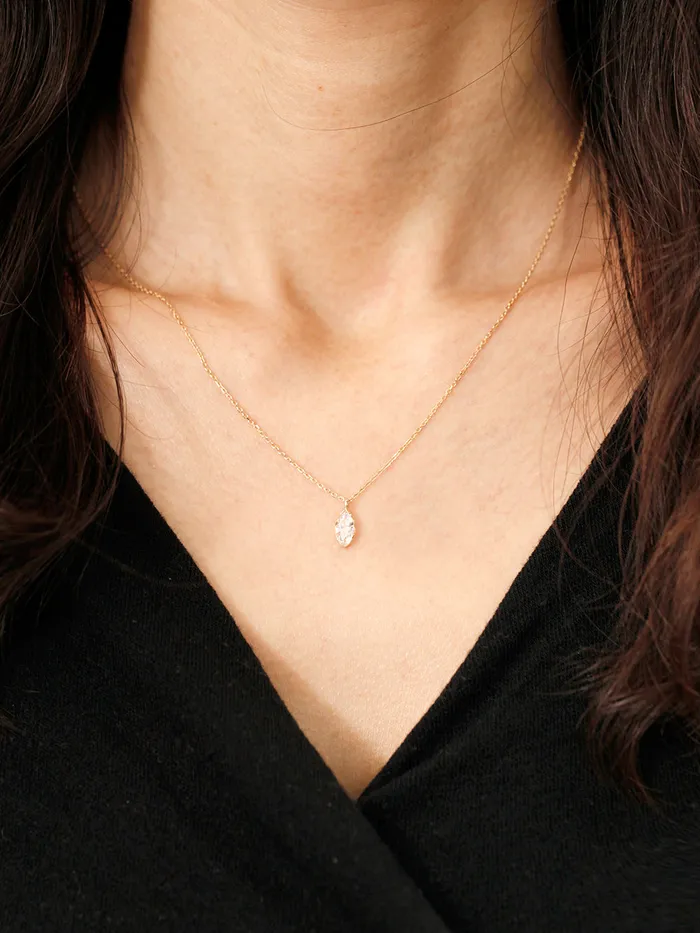Necklaces MinimalBijoux 14K 18K Gold Point Marquiuse Cubic Necklace