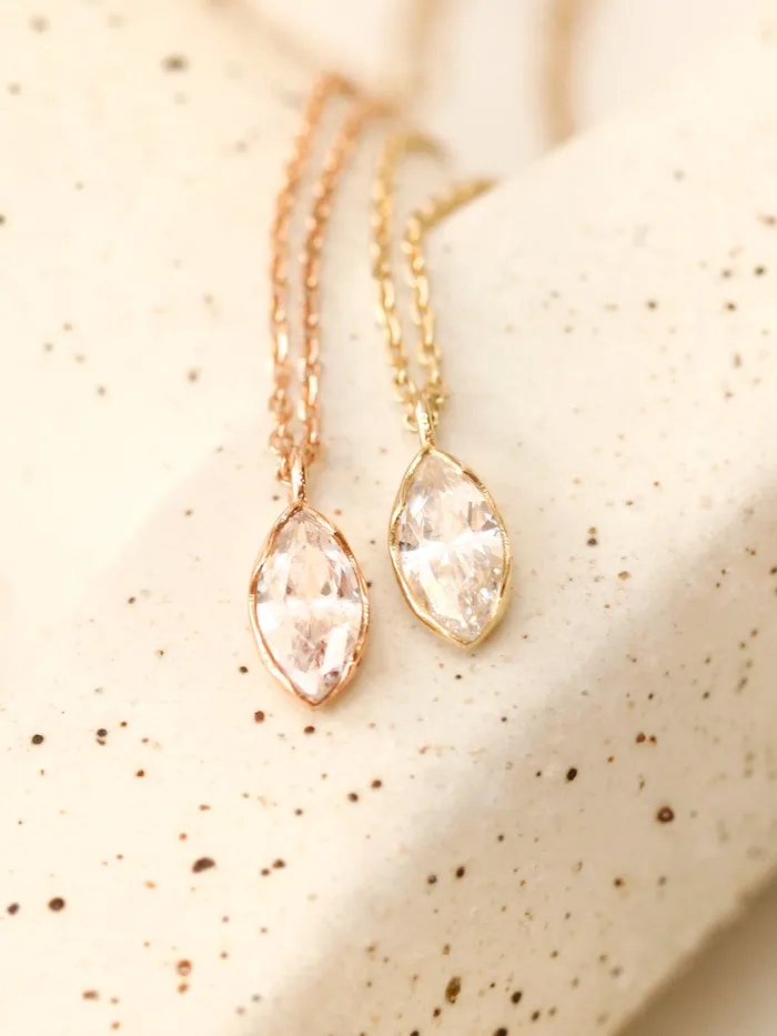 Necklaces MinimalBijoux 14K 18K Gold Point Marquiuse Cubic Necklace