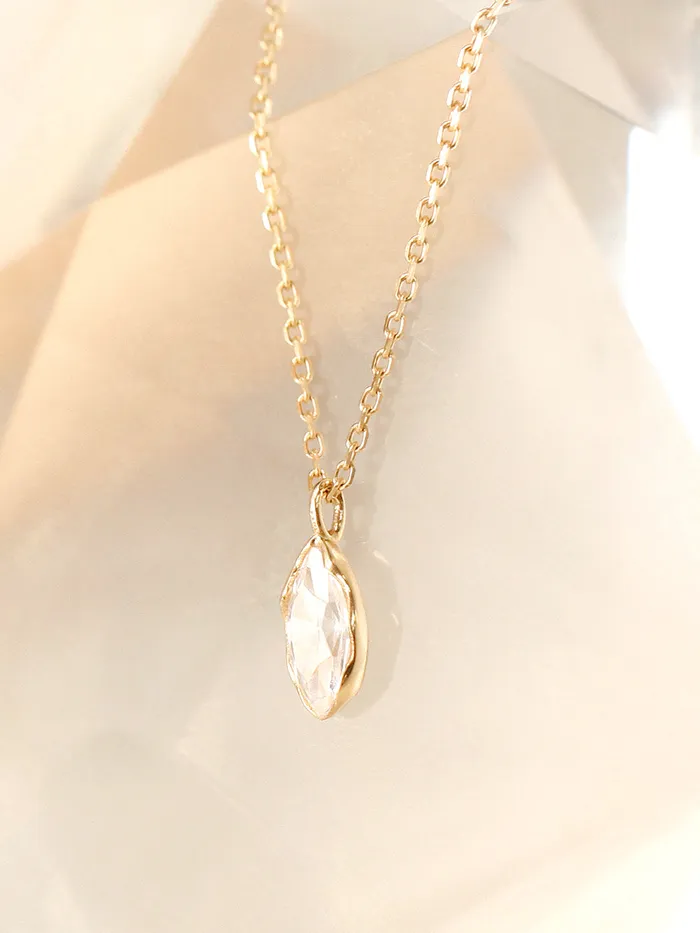 Necklaces MinimalBijoux 14K 18K Gold Point Marquiuse Cubic Necklace