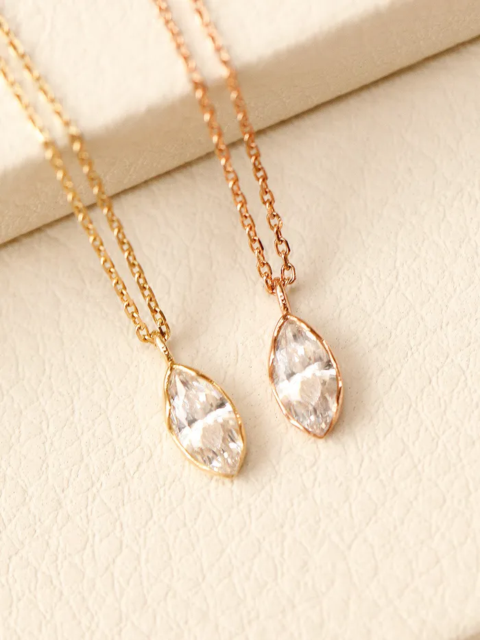 Necklaces MinimalBijoux 14K 18K Gold Point Marquiuse Cubic Necklace