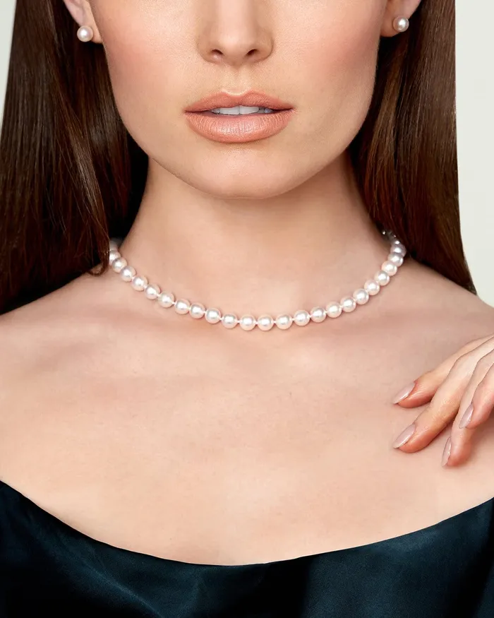 Necklaces White Japanese Akoya Choker Length Pearl Necklace 7580mm AAA Quality SPT