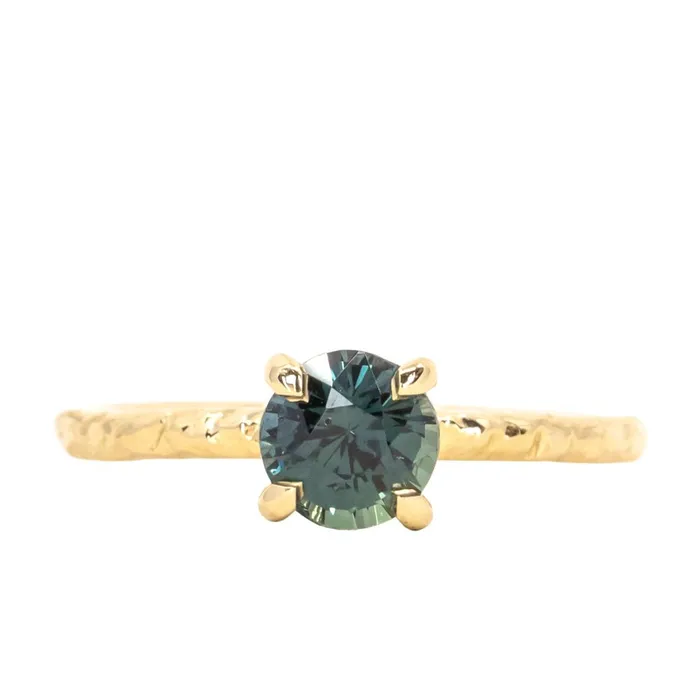 PreStyled Sets Ran 113ct Round Tanzanian ColorShifting Sapphire Evergreen Carved Solitaire in 18k Yellow Gold PreStyled Sets Ran 113ct Round Tanzanian ColorShifting Sapphire Evergreen Carved Solitaire in 18k Yellow Gold