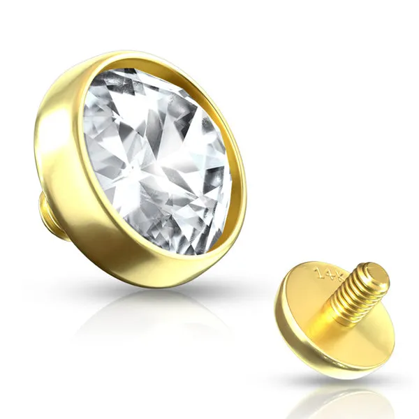 PreStyled Sets Tulsa Body Jewelry 14g CZ Disc Yellow 14k Gold End