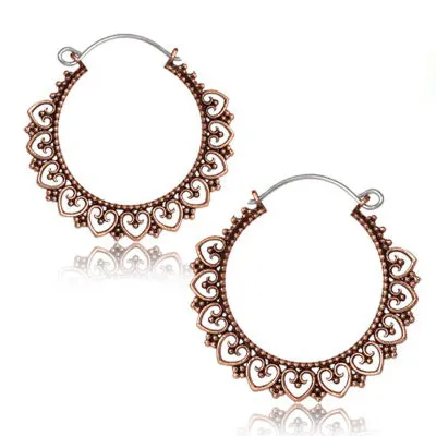Rose Brass Dotted Heart Hoop Earrings Chaotic Trading Earrings