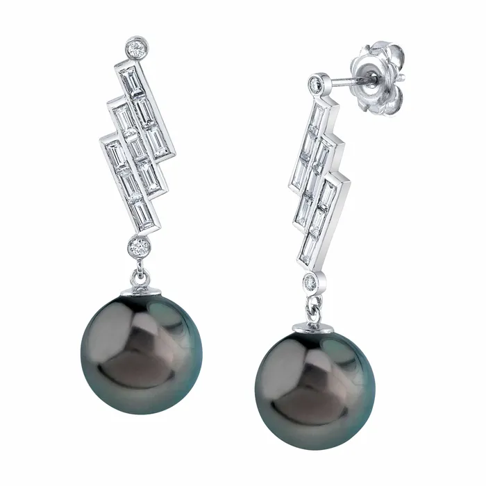 SPT Earrings Tahitian South Sea Pearl Diamond Bowie Earrings