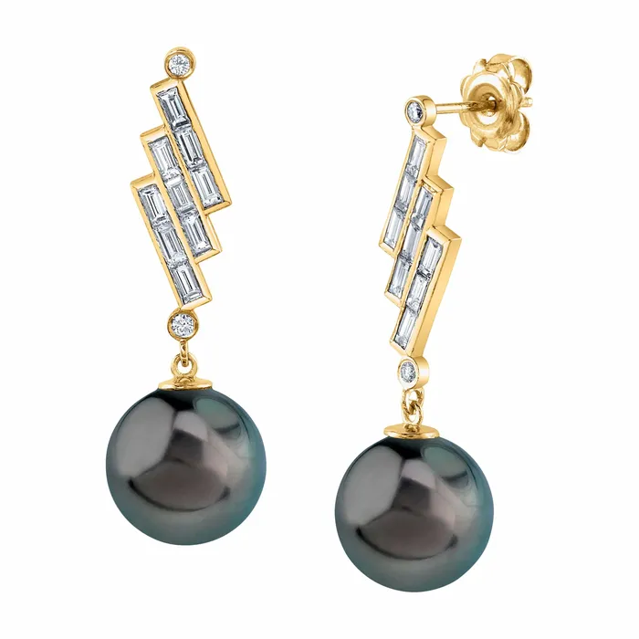 SPT Earrings Tahitian South Sea Pearl Diamond Bowie Earrings SPT Earrings Tahitian South Sea Pearl Diamond Bowie Earrings