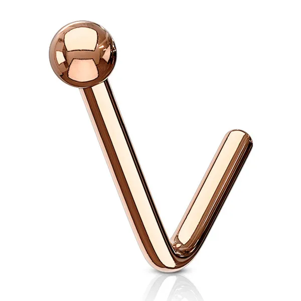 Tulsa Body Jewelry Earrings Ball Rose Gold LBend Nose Stud