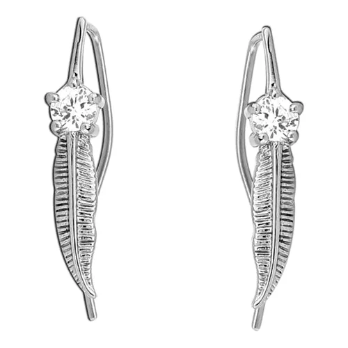Tulsa Body Jewelry Earrings CZ Feather Wire Hook Earrings