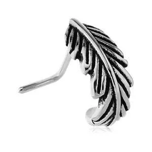 Tulsa Body Jewelry Earrings Feather Stainless LBend Nose Hoop
