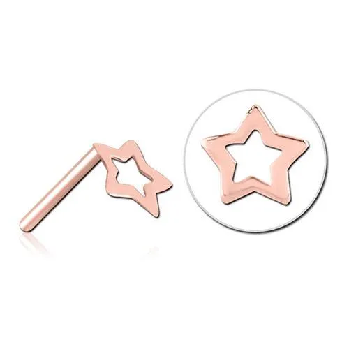 Tulsa Body Jewelry Earrings Star Outline Rose Gold Threadless End