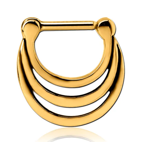 Tulsa Body Jewelry PreStyled Sets Triple Stack Gold Septum Clicker
