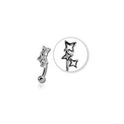 Tulsa Body Jewelry Triple Star Stainless Eyebrow Barbell Earrings