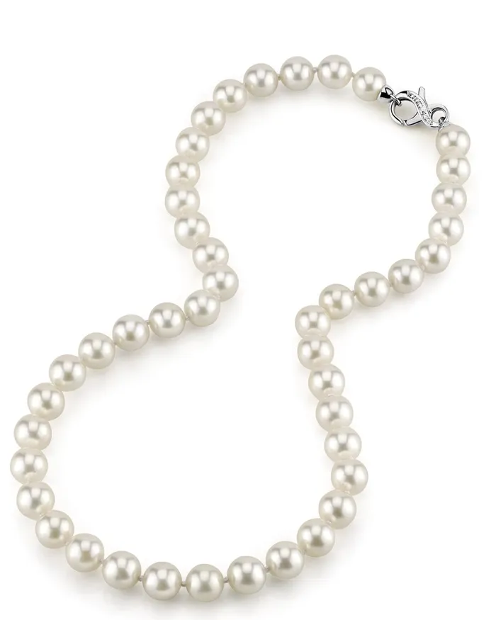 White Japanese Akoya Pearl Necklace 9095mm AA Quality SPT Necklaces