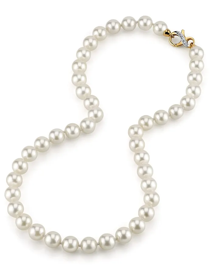 White Japanese Akoya Pearl Necklace 9095mm AA Quality SPT Necklaces