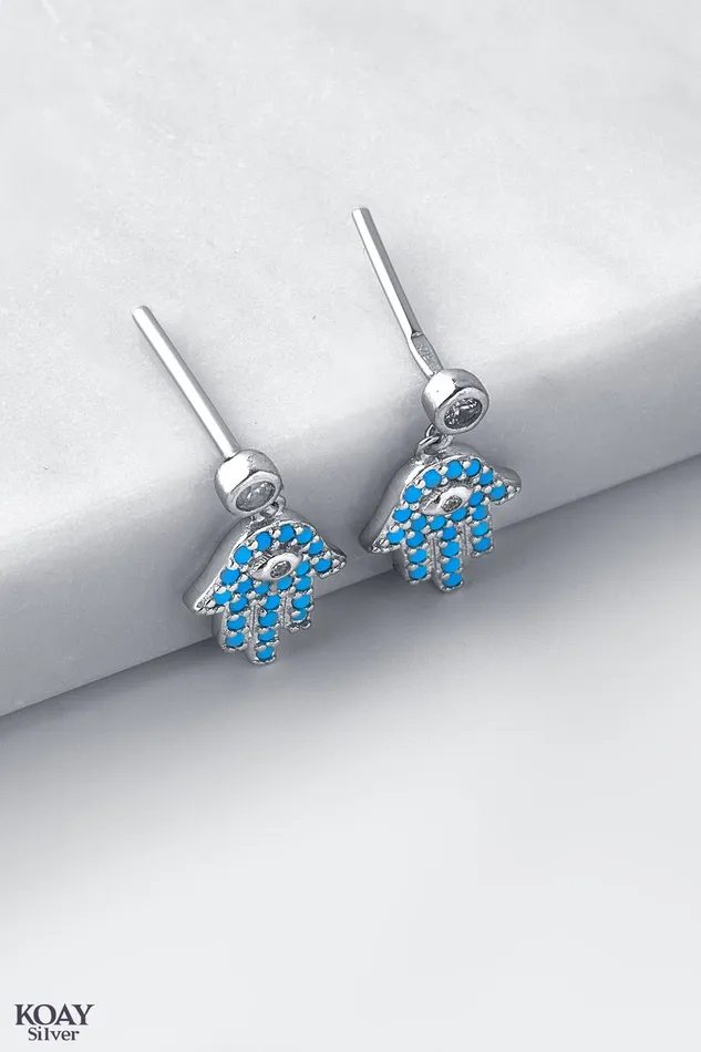 Zircon Turquoise Hand Earring KOAY Silver Store Earrings
