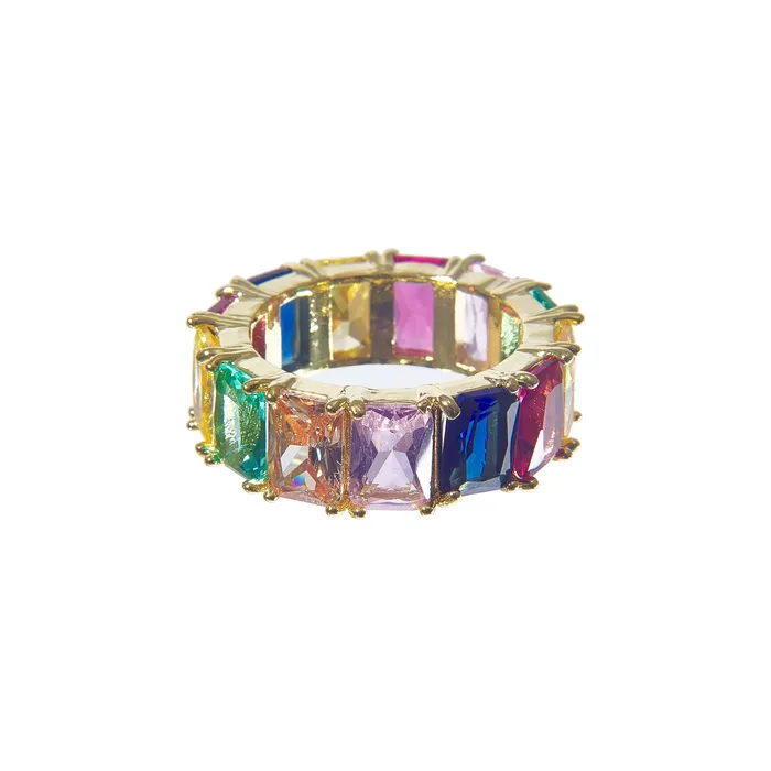 aiobo Rings Iced Rainbow Ring