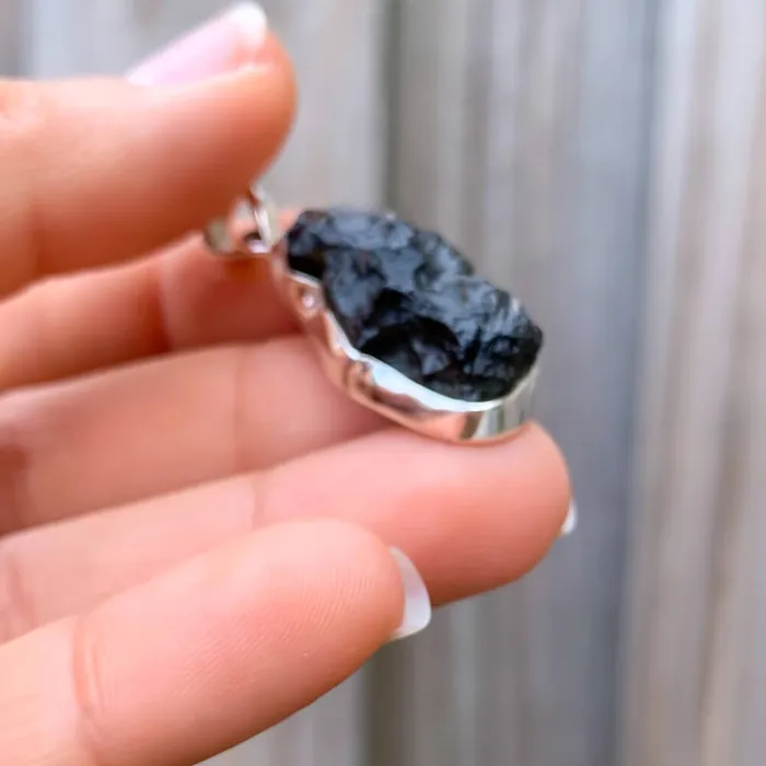 Authentic 118 258 grams Moldavite Meteorite Gemstone Sterling Silver Necklace Magic Crystals Necklaces