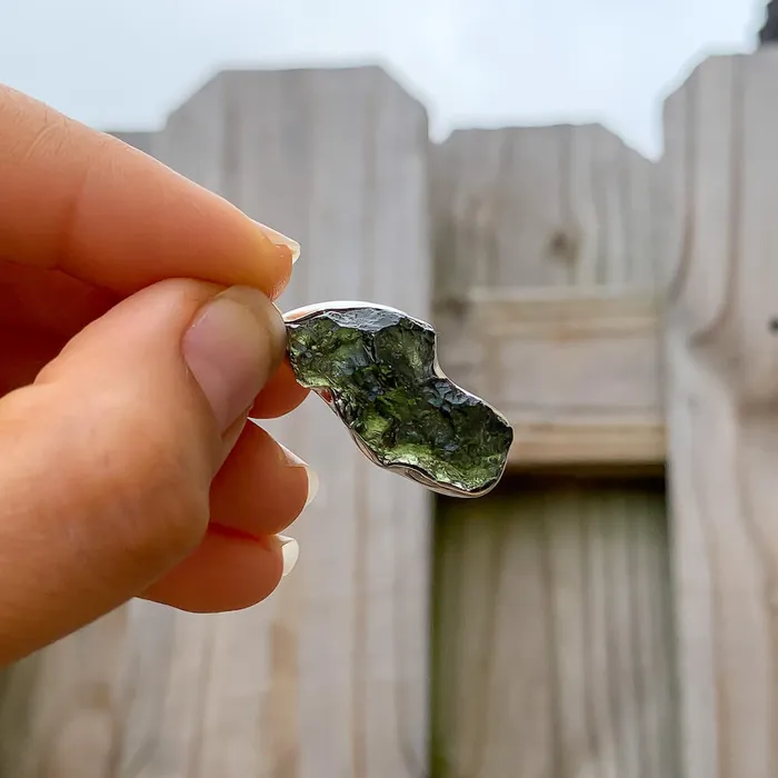 Authentic 118 258 grams Moldavite Meteorite Gemstone Sterling Silver Necklace Magic Crystals Necklaces