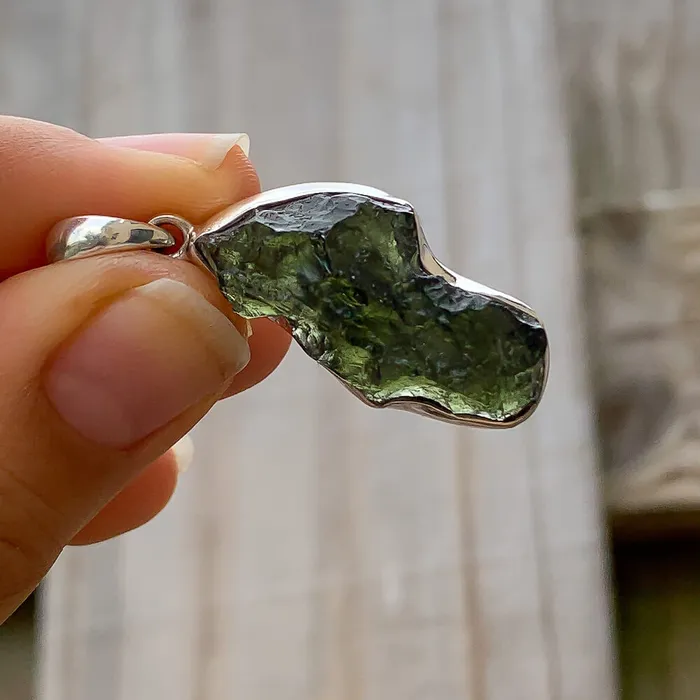 Authentic 118 258 grams Moldavite Meteorite Gemstone Sterling Silver Necklace Magic Crystals Necklaces