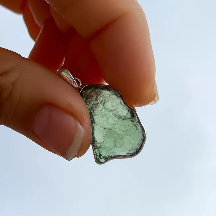 Authentic 118 258 grams Moldavite Meteorite Gemstone Sterling Silver Necklace Magic Crystals Necklaces
