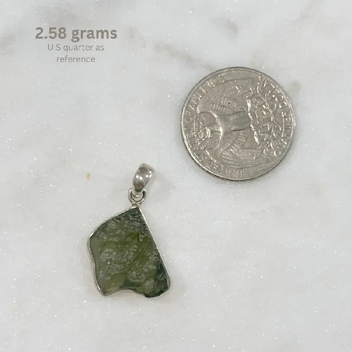 Authentic 118 258 grams Moldavite Meteorite Gemstone Sterling Silver Necklace Magic Crystals Necklaces
