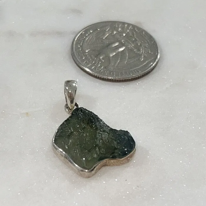 Authentic 118 258 grams Moldavite Meteorite Gemstone Sterling Silver Necklace Magic Crystals Necklaces