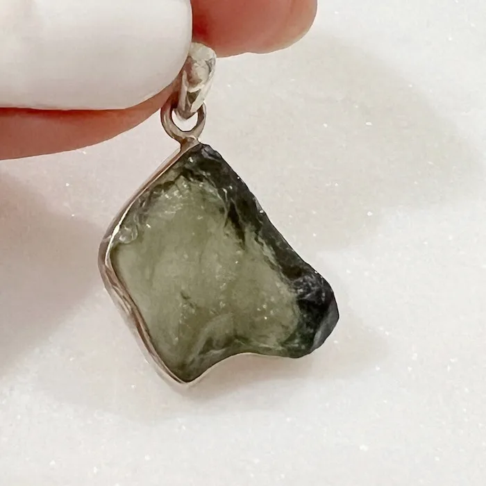 Authentic 118 258 grams Moldavite Meteorite Gemstone Sterling Silver Necklace Magic Crystals Necklaces