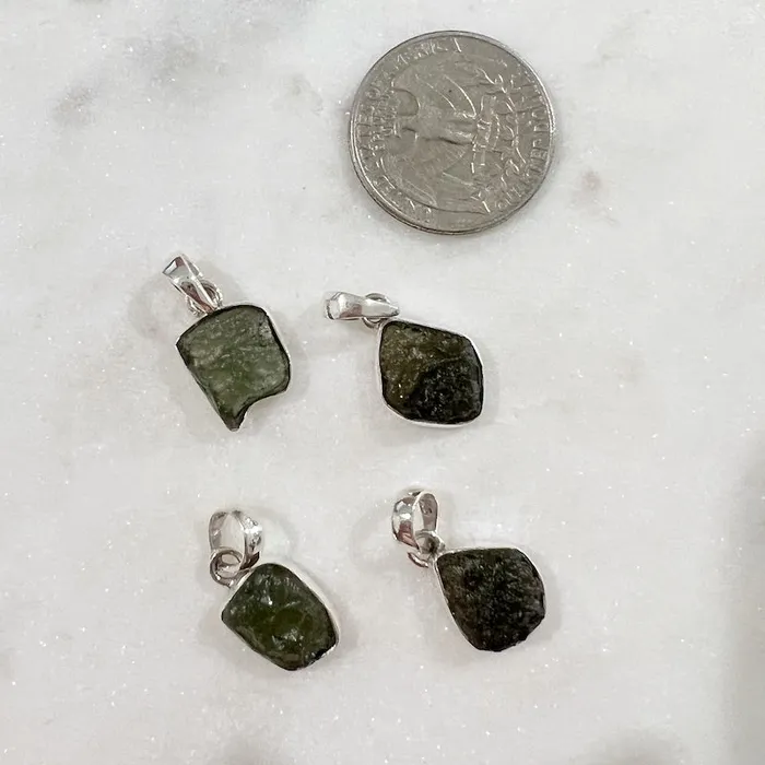 Authentic 118 258 grams Moldavite Meteorite Gemstone Sterling Silver Necklace Magic Crystals Necklaces