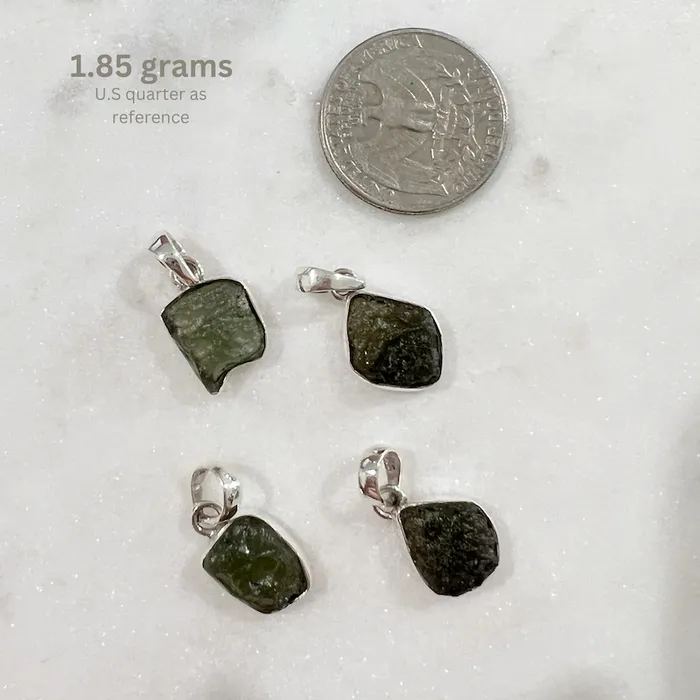 Authentic 118 258 grams Moldavite Meteorite Gemstone Sterling Silver Necklace Magic Crystals Necklaces
