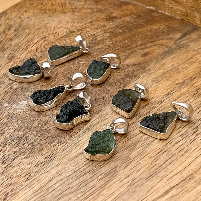 Authentic 118 258 grams Moldavite Meteorite Gemstone Sterling Silver Necklace Magic Crystals Necklaces