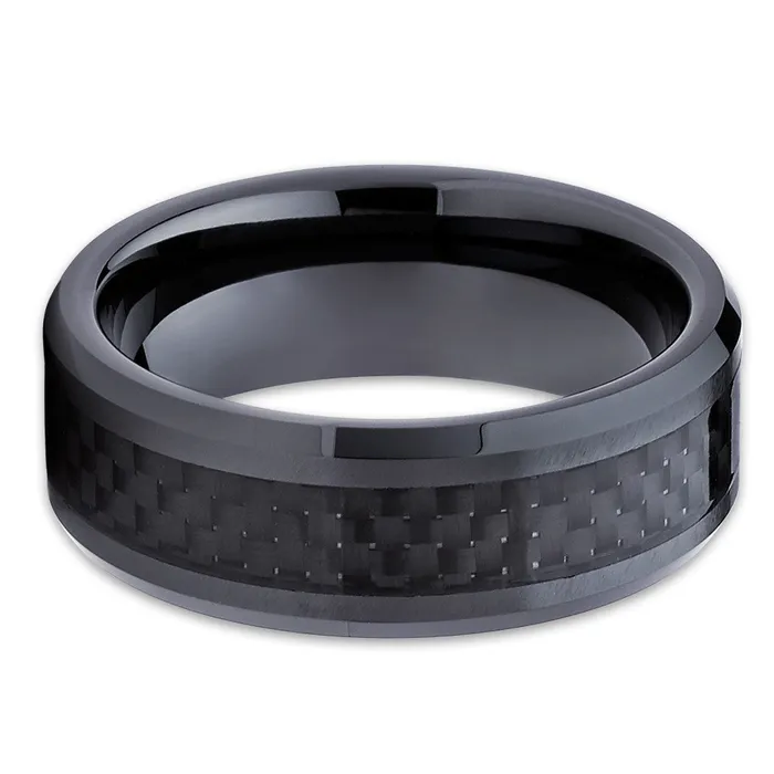 Clean Casting Jewelry Rings Black Wedding Band Carbon Fiber Wedding Ring Tungsten Wedding Ring Black Ring