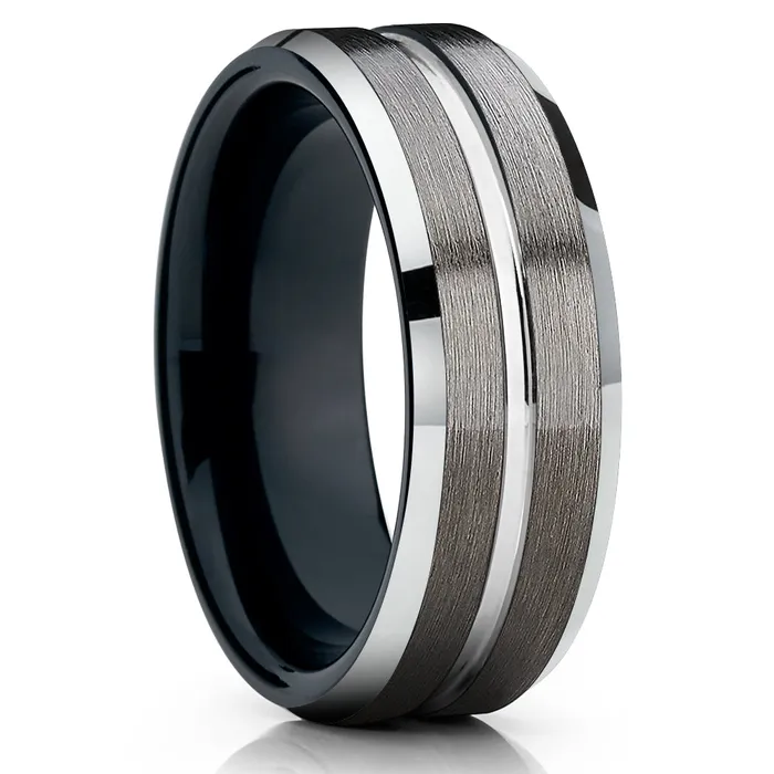 Clean Casting Jewelry Rings Gunmetal Tungsten Ring Black Tungsten Ring Gunmetal Tungsten Wedding Band Black