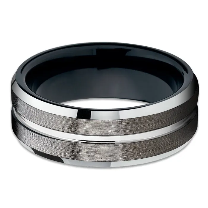 Clean Casting Jewelry Rings Gunmetal Tungsten Ring Black Tungsten Ring Gunmetal Tungsten Wedding Band Black