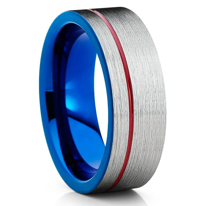 Clean Casting Jewelry Rings Tungsten Wedding Ring Red Wedding Ring Blue Tungsten Ring Engagement Ring