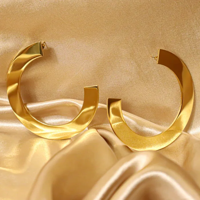 Earrings Omolola Jewellery Mma 18ct Gold Plated Stainless Steel Hoop Earrings