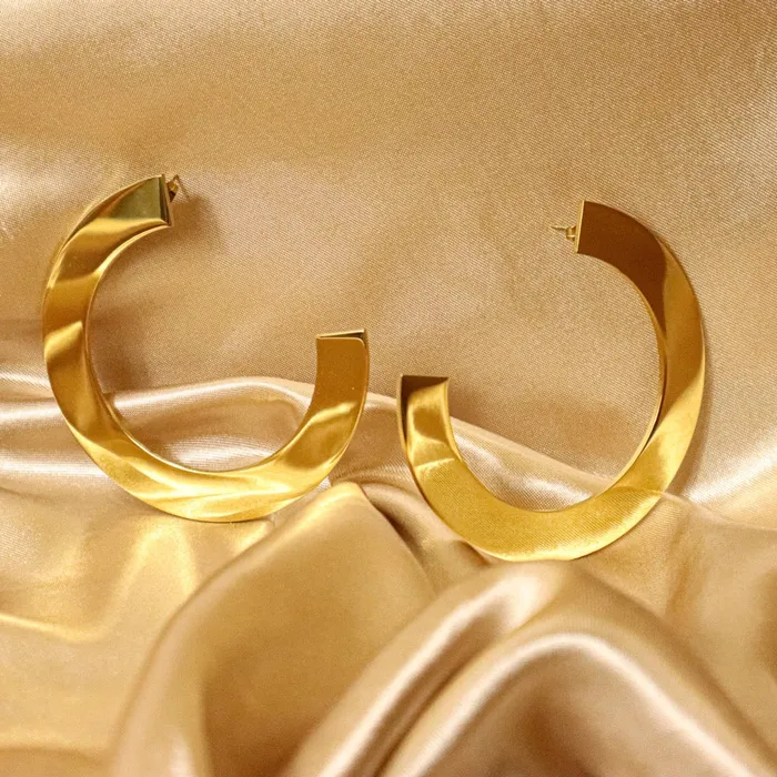Earrings Omolola Jewellery Mma 18ct Gold Plated Stainless Steel Hoop Earrings