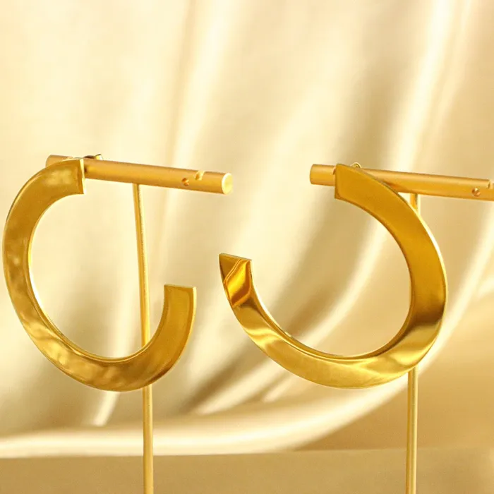 Earrings Omolola Jewellery Mma 18ct Gold Plated Stainless Steel Hoop Earrings