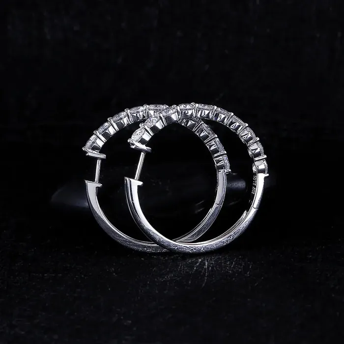 Earrings Platinum Plated Silver Hoop Earrings Moissanite 34ctw Luxus Moissanite Rings Jewelry