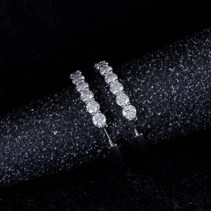 Earrings Platinum Plated Silver Hoop Earrings Moissanite 34ctw Luxus Moissanite Rings Jewelry