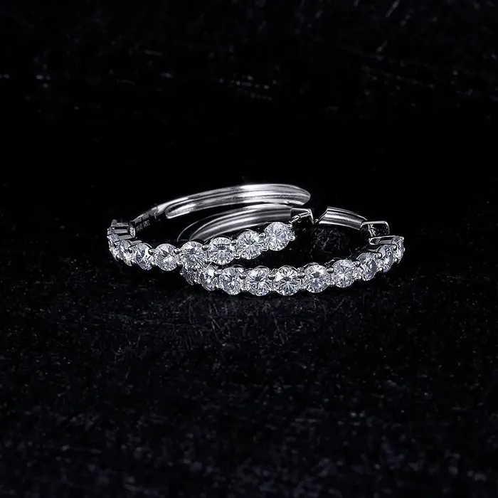 Earrings Platinum Plated Silver Hoop Earrings Moissanite 34ctw Luxus Moissanite Rings Jewelry