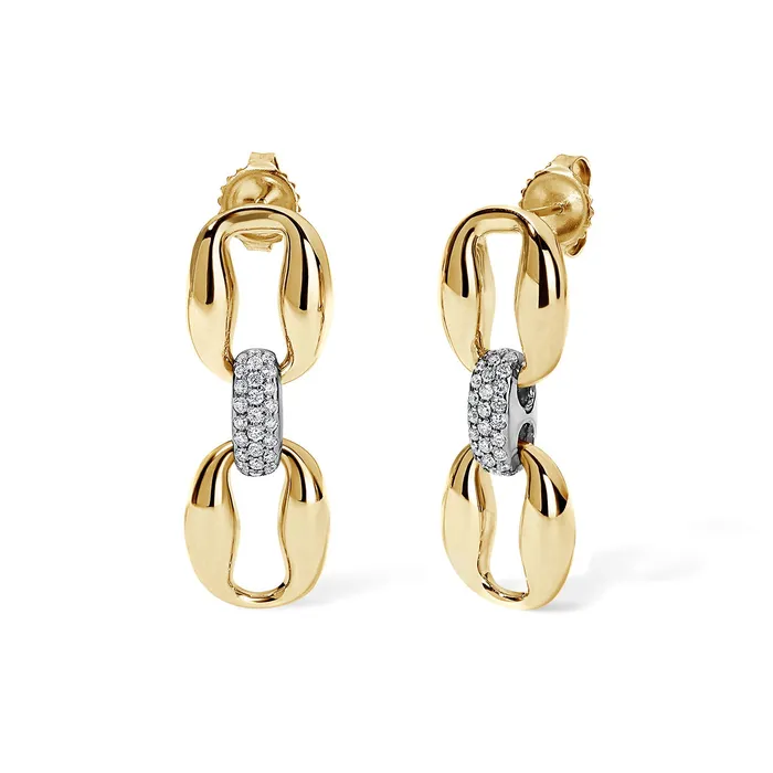 Earrings SG Fine Gold and Pave Double Oval Link Earrings