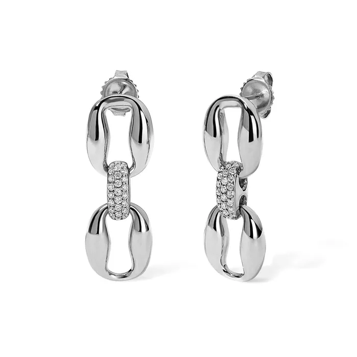 Earrings SG Fine Gold and Pave Double Oval Link Earrings